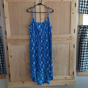Ann Taylor LOFT blue printed HiLo maxi dress size 14